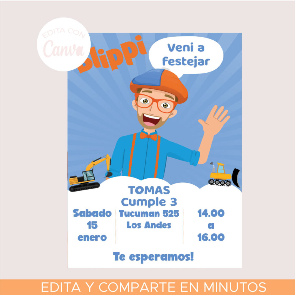 Invitacion Blippi Mod. 1