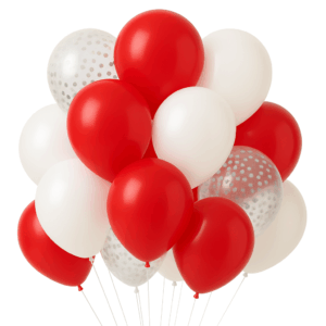 Set 20 Globos Rojo y Plateado
