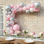 ARCO GLOBO CHROME PLATEADO  Y ROSA