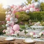 ARCO GLOBO CHROME PLATEADO  Y ROSA