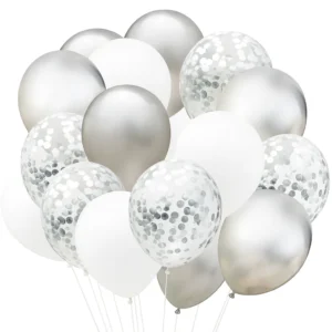 SET 20 GLOBOS PLATEADOS