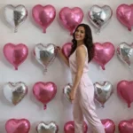CORAZONES PLATEADO +  ROSA